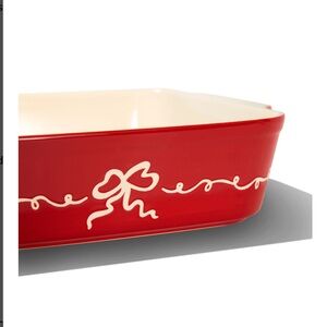 🎀 In the Roundhouse Red Baking Stoneware Dish With a Bow Motif
